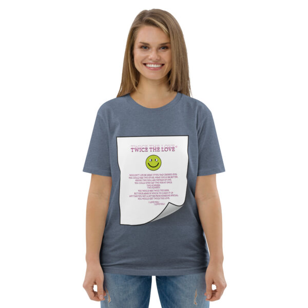 Twice the Love Unisex organic cotton t-shirt - Image 71