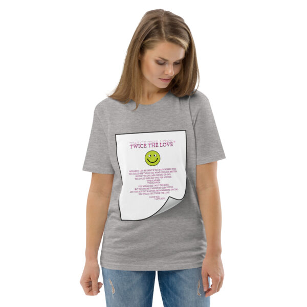 Twice the Love Unisex organic cotton t-shirt - Image 80